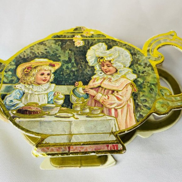 Vintage Miniature 20 Piece Toy Tea Pot Set Box PUSS TO TEA Shackman 6-Setting - Picture 7 of 11